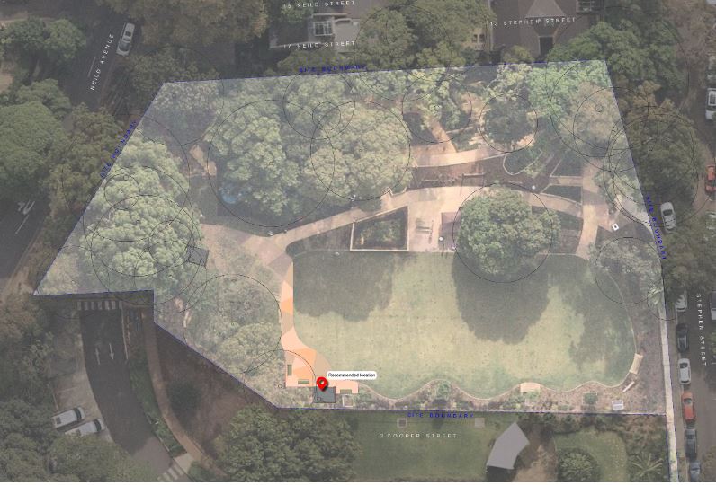 Map showing the approved location of a new toilet at Gugara Park 