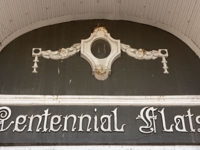 Centennial Flats detail over entrance